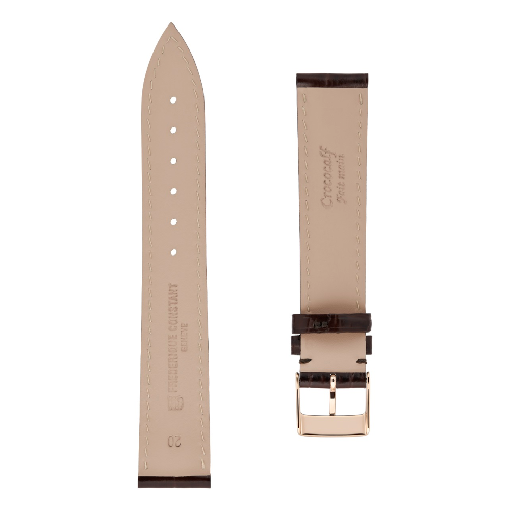 FREDERIQUE CONSTANT<br> Brown Calf Leather With Crocodile Pattern