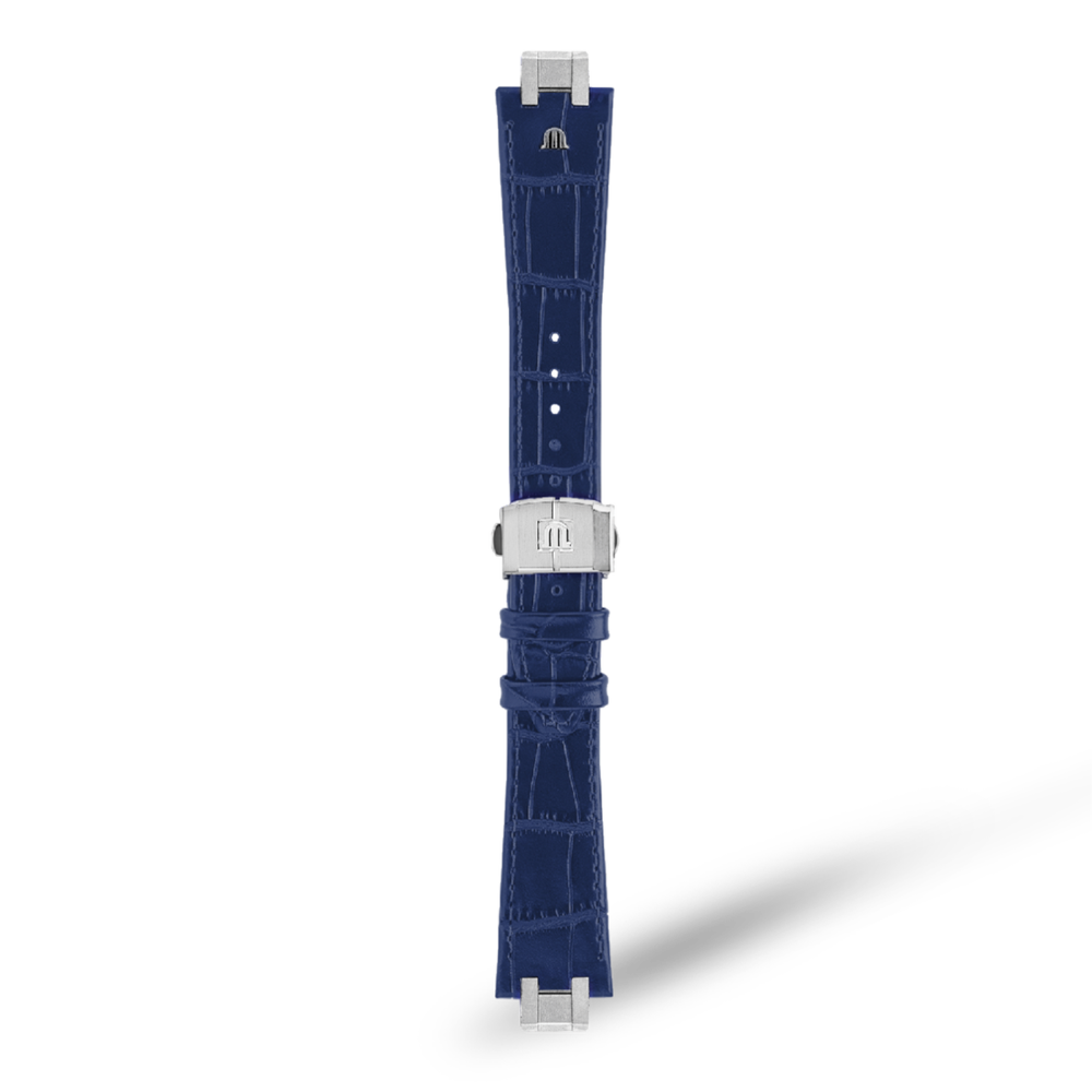 Maurice Lacroix Blue Calf Leather <br>  Croco stamped pattern with folding clasp